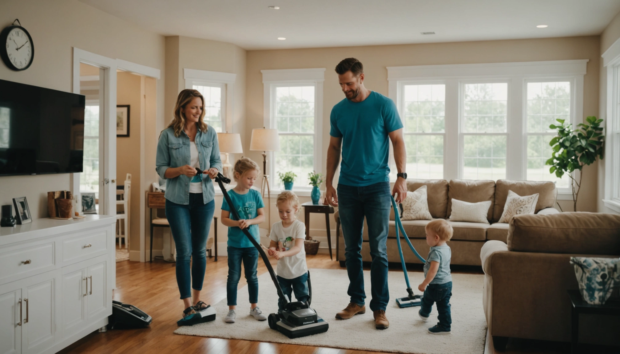 Busy Fairview Heights family benefits from professional cleaning, showcasing a bright, organized home.