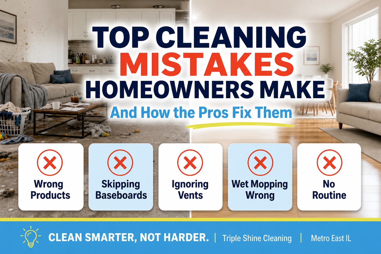 Top cleaning mistakes homeowners make - Triple Shine Cleaning