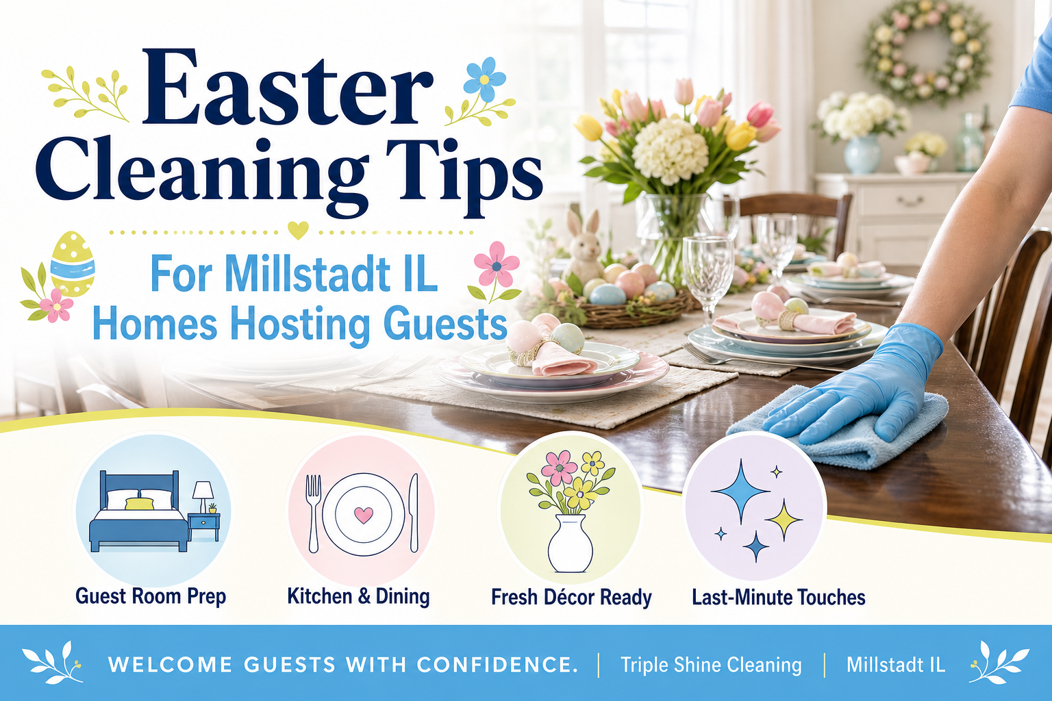 Easter cleaning tips for Millstadt IL homes hosting guests - Triple Shine Cleaning