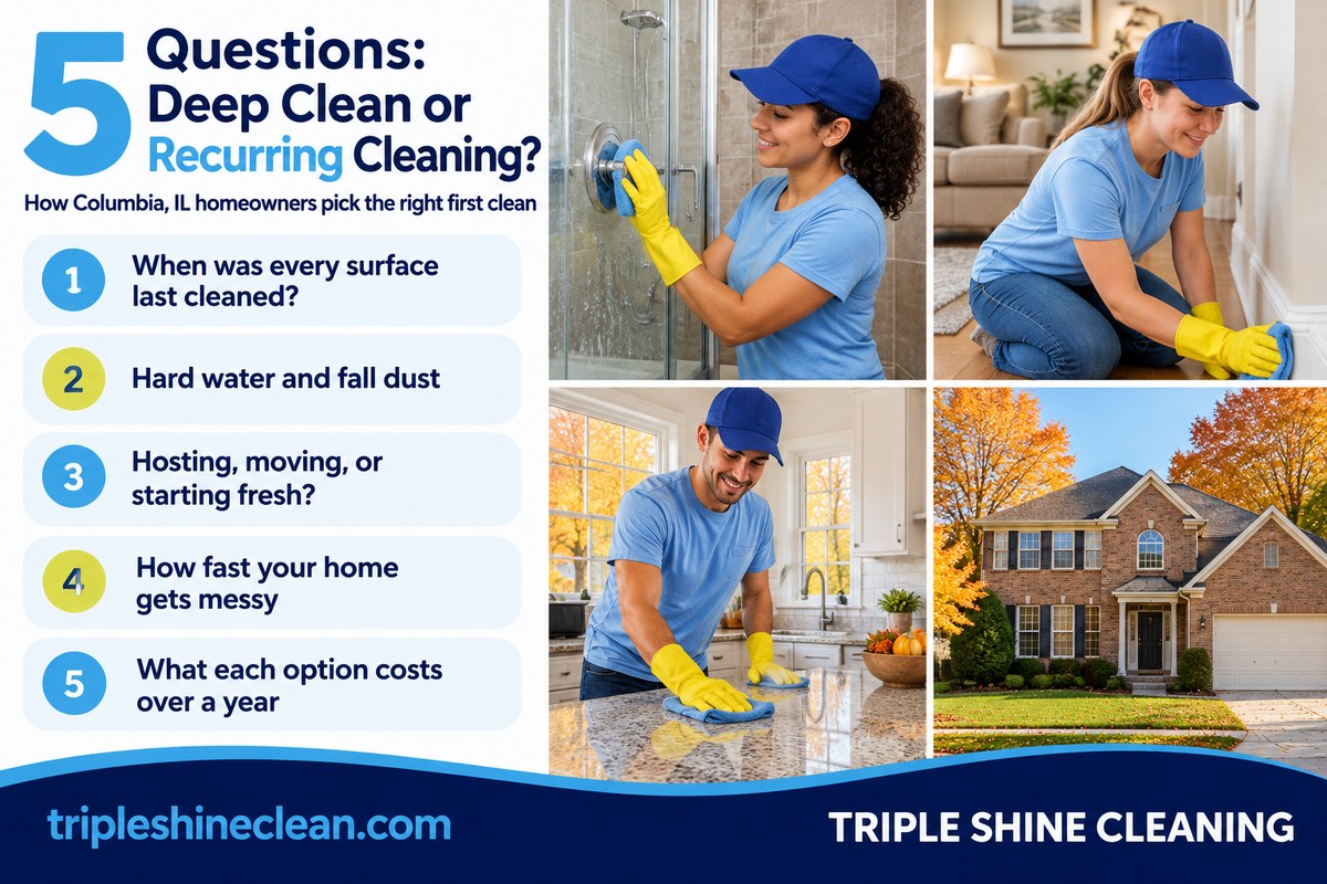 Deep Cleaning vs Recurring Cleaning in Columbia, IL - Triple Shine Cleaning